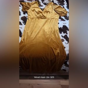Mustard velvet maxi dress